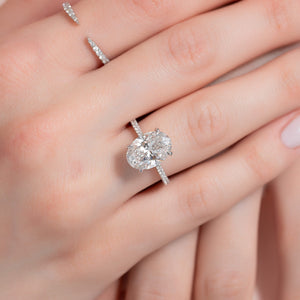 The Pave Lexie Set  With A 3 Carat Oval 18K White Gold Moissanite
