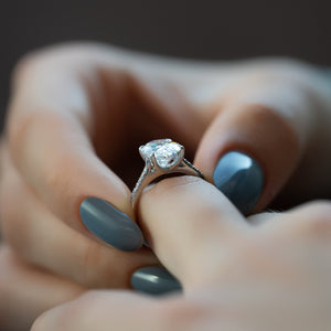 The Pave Lexie Set With A 2 Carat Oval 18K White Gold Lab Diamond