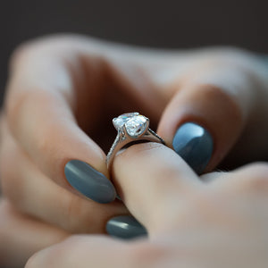 The Pave Lexie Set With A 3 Carat Oval 18K White Gold Lab Diamond