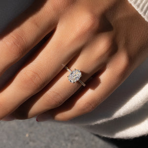 The Pave Lexie Set  With A 2.5 Carat Oval 18K Yellow Gold Moissanite