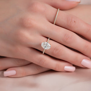 The Pave Lexie Set  With A 2.5 Carat Oval 18K Yellow Gold Moissanite