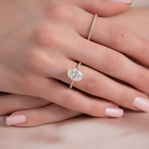 The Lexie Set  With A 2 Carat Oval 18K Yellow Gold Moissanite