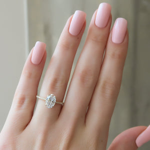 The Pave Lexie Set  With A 2.5 Carat Oval 14K Yellow Gold Moissanite