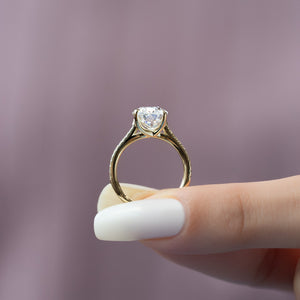 The Pave Lexie Set  With A 4 Carat Oval 18K Yellow Gold Moissanite