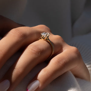 The Pave Lexie Set  With A 2.5 Carat Oval 14K Yellow Gold Moissanite
