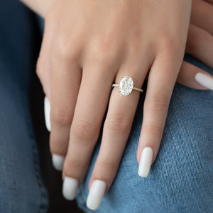 The Pave Lexie Set  With A 2.5 Carat Oval 18K Yellow Gold Moissanite