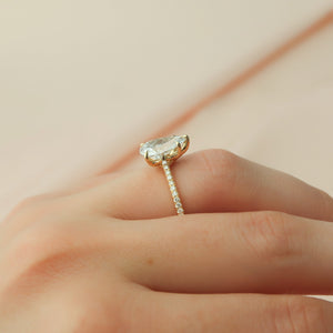 The Pave Lexie Set  With A 2 Carat Pear 18K Yellow Gold Moissanite