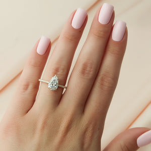 The Pave Lexie Set With A 3 Carat Pear 14K Yellow Gold Lab Diamond