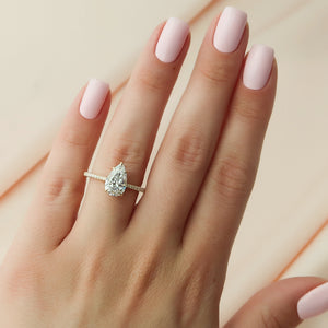 The Lexie Set  With A 2 Carat Pear 18K Yellow Gold Moissanite
