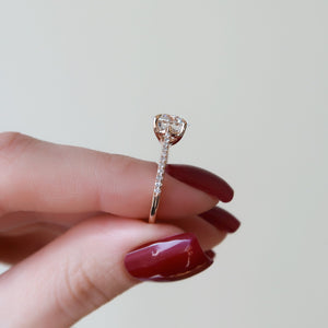 The Pave Lexie Set  With A 2 Carat Round 14K Rose Gold Moissanite