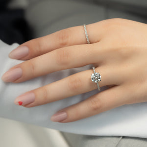 The Pave Lexie Set  With A 3 Carat Round 14K White Gold Moissanite