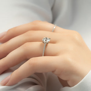 The Pave Lexie Set  With A 3 Carat Round 14K White Gold Moissanite