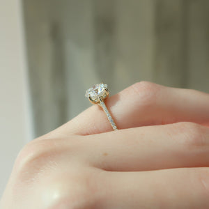 The Pave Lexie Set  With A 4 Carat Round 18K Yellow Gold Moissanite