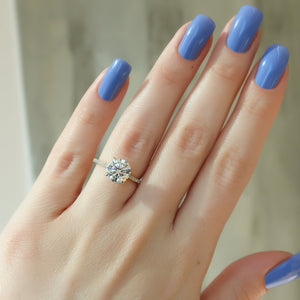 The Pave Lexie Set With A 2 Carat Round 18K Yellow Gold Lab Diamond