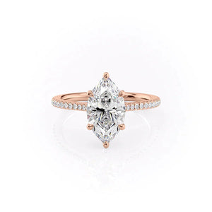 The Pave Lexie Set With A 2 Carat Marquise 14K Rose Gold Lab Diamond