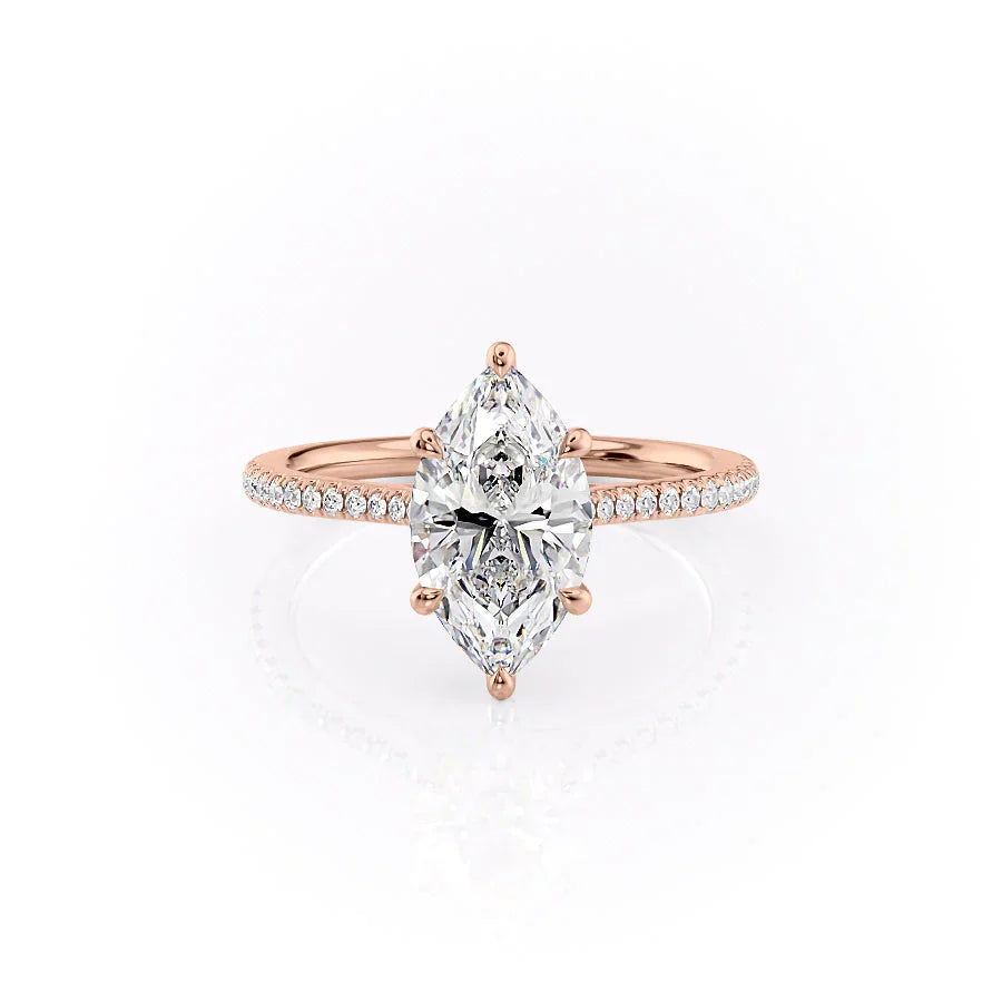 The Lexie Set  With A 2.5 Carat Marquise 14K Rose Gold Moissanite