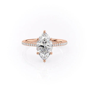 The Lexie Set  With A 2.5 Carat Marquise 14K Rose Gold Moissanite