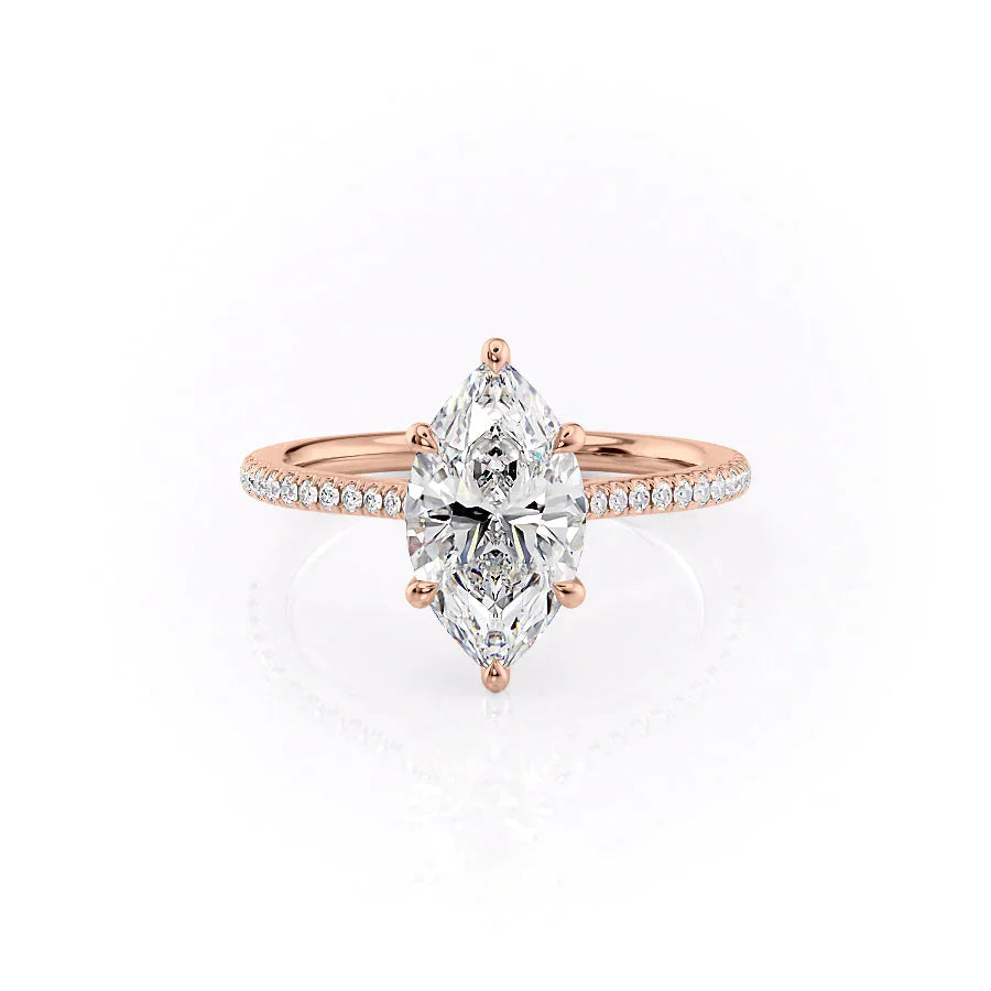 The Lexie Set With A 2 Carat Marquise 14K Rose Gold Lab Diamond
