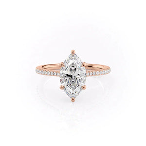 The Lexie Set With A 2 Carat Marquise 14K Rose Gold Lab Diamond