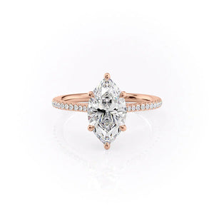 The Pave Lexie Set  With A 2 Carat Marquise 14K Rose Gold Moissanite