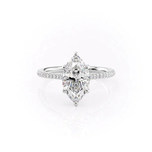The Pave Lexie Set With A 3 Carat Marquise 18K White Gold Lab Diamond