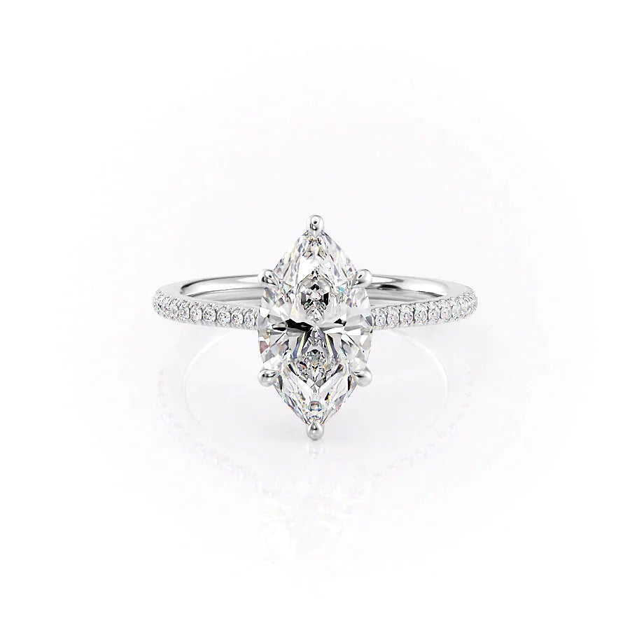 The Pave Lexie Set With A 2 Carat Marquise 14K White Gold Lab Diamond