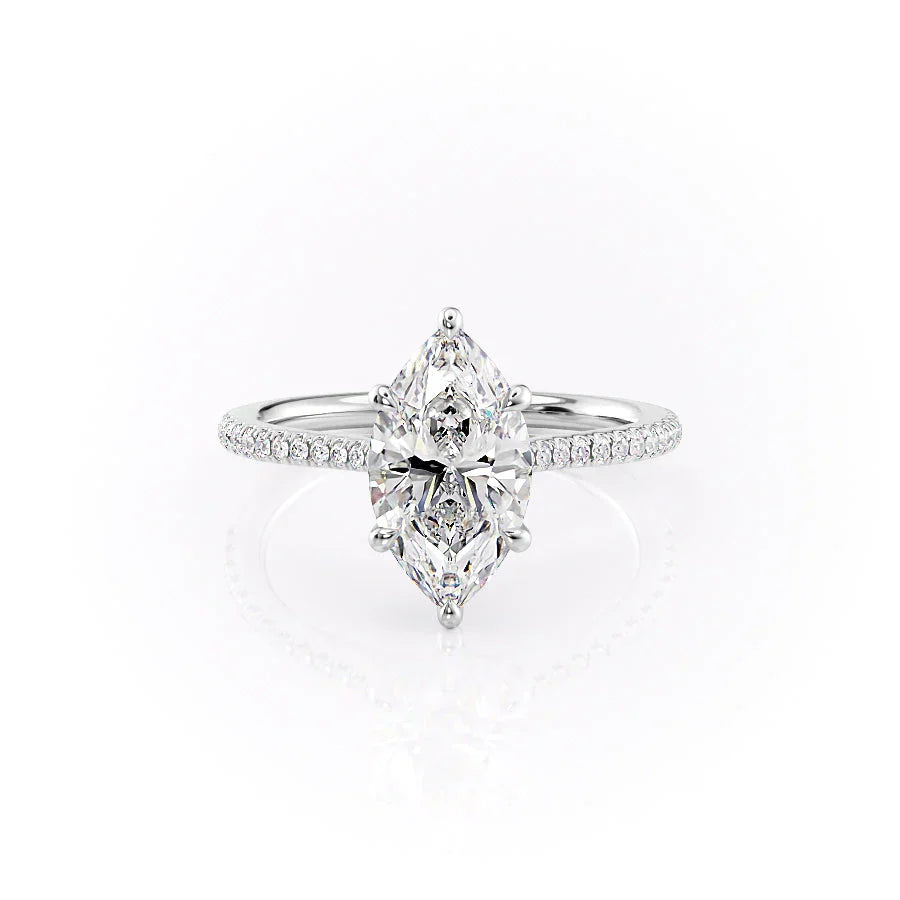 The Lexie Set  With A 3 Carat Marquise 18K White Gold Moissanite