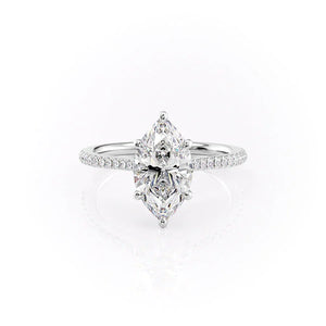 The Lexie Set  With A 3.5 Carat Marquise 14K White Gold Moissanite