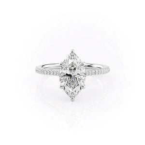 The Pave Lexie Set With A 1 Carat Marquise 18K White Gold Lab Diamond