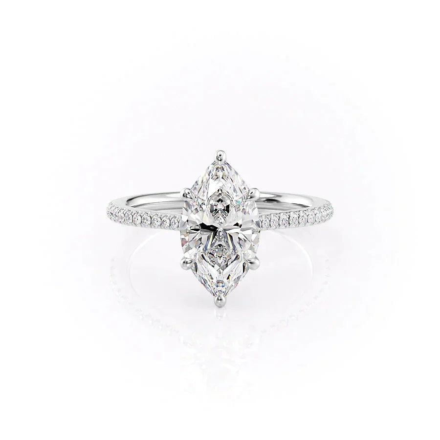 The Lexie Set With A 3 Carat Marquise 18K White Gold Lab Diamond