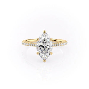 The Lexie Set  With A 1 Carat Marquise 14K Yellow Gold Moissanite