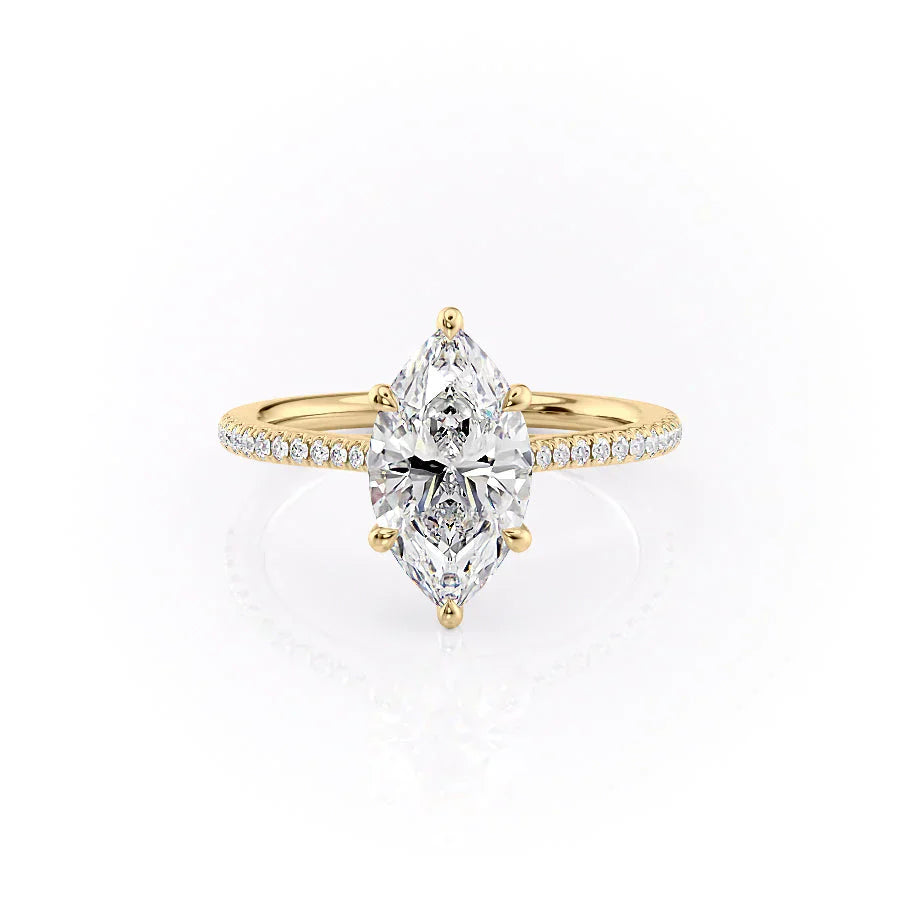 The Lexie Set  With A 1 Carat Marquise 18K Yellow Gold Moissanite