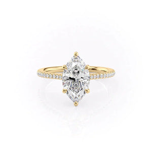 The Lexie Set With A 2 Carat Marquise 18K Yellow Gold Lab Diamond