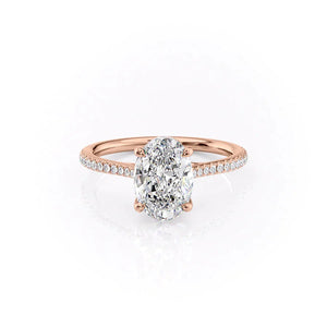 The Pave Lexie Set  With A 4.5 Carat Oval 14K Rose Gold Moissanite