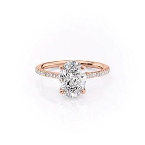 The Lexie Set  With A 3.5 Carat Oval 14K Rose Gold Moissanite