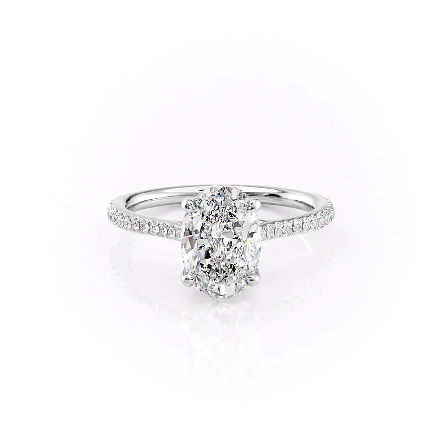 The Pave Lexie Set With A 2 Carat Oval 14K White Gold Lab Diamond