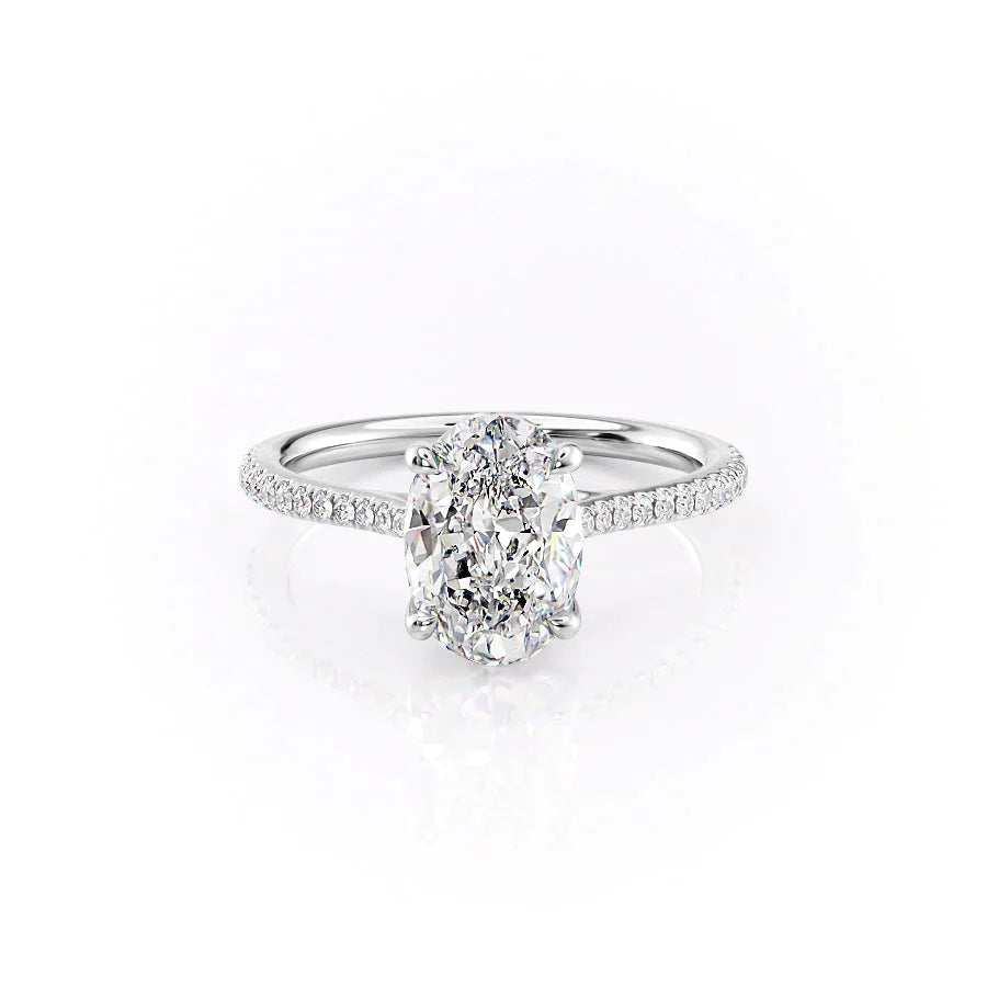 The Lexie Set  With A 2.5 Carat Oval 14K White Gold Moissanite