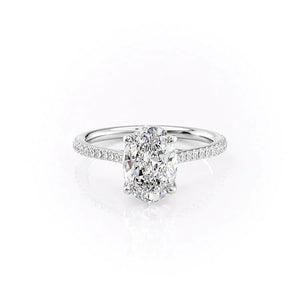 The Lexie Set  With A 2.5 Carat Oval 14K White Gold Moissanite