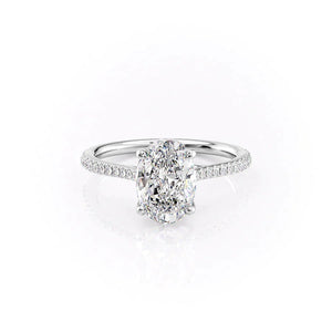 The Pave Lexie Set  With A 2.5 Carat Oval 18K White Gold Moissanite