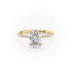 The Pave Lexie Set With A 3 Carat Oval 18K Yellow Gold Lab Diamond