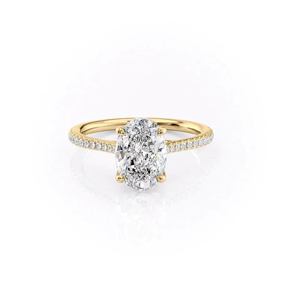 The Lexie Set  With A 2.5 Carat Oval 14K Yellow Gold Moissanite