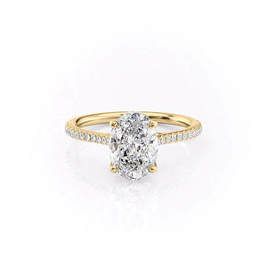 The Pave Lexie Set  With A 4.5 Carat Oval 18K Yellow Gold Moissanite