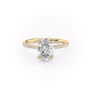 The Lexie Set  With A 2.5 Carat Oval 18K Yellow Gold Moissanite