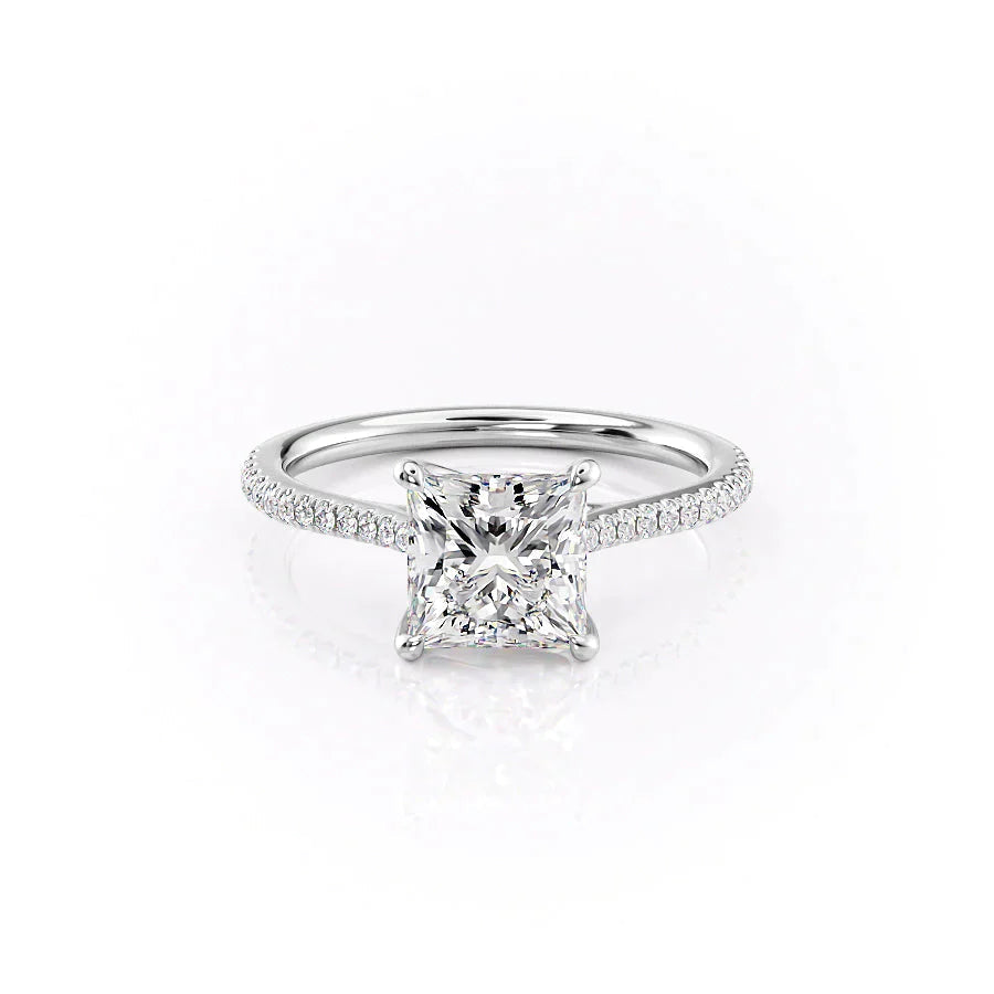 The Pave Lexie Set With A 2 Carat Princess 18K White Gold Lab Diamond
