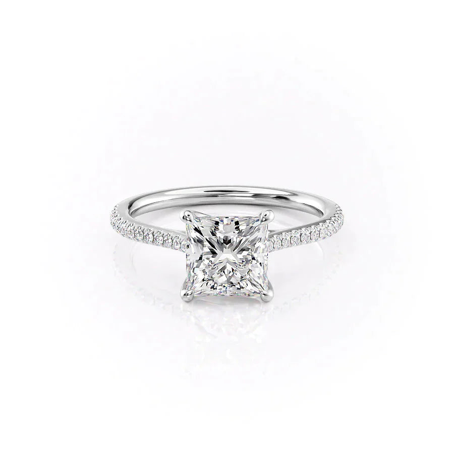 The Lexie Set  With A 1 Carat Princess 18K White Gold Moissanite
