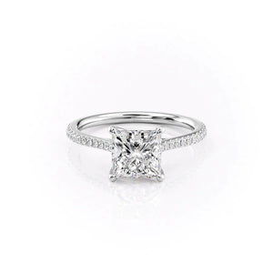 The Lexie Set  With A 2 Carat Princess 18K White Gold Moissanite