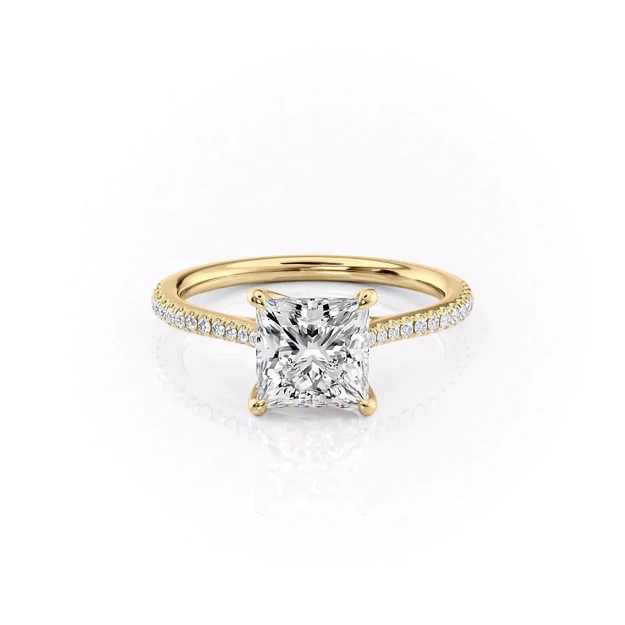 The Lexie Set  With A 2.5 Carat Princess 18K Yellow Gold Moissanite