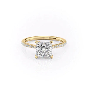 The Lexie Set  With A 2.5 Carat Princess 18K Yellow Gold Moissanite