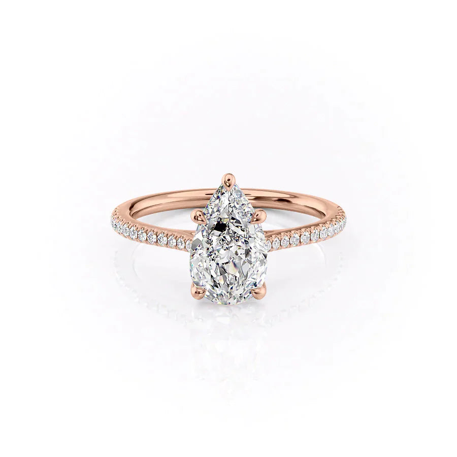 The Lexie Set  With A 2 Carat Pear 14K Rose Gold Moissanite