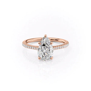 The Lexie Set  With A 5 Carat Pear 14K Rose Gold Moissanite